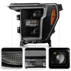 2021-2023 Ford F150 [Halogen Models] LED Tube Dual Projector Headlight - Black Housing Clear Lens -Professional Auto Parts Store 2021 2023 ford f150 halogen models led tube dual projector headlight black housing clear lens 90