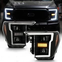 2021-2023 Ford F150 [Halogen Models] LED Tube W/ Sequential Turn Signal Dual Projector Headlight - Black Housing Clear Lens -Professional Auto Parts Store 2021 2023 ford f150 halogen models led tube w sequential turn signal dual projector headlight black housing clear lens 109
