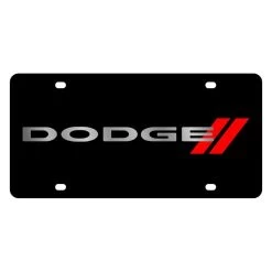 Eurosport Daytona® 2402N-1 - MOPAR Lazertag Black License Plate With Silver / Red Dodge New Logo And Red Stripes