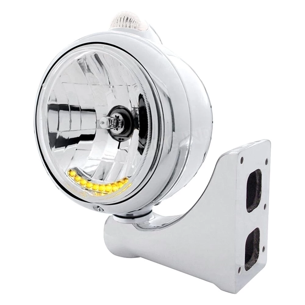 United Pacific® 32043 - 7" Round Chrome "Guide" 682-C Style Crystal Headlight With Parking LEDs And Single Function Turn Signal Light 7 United Pacific® 32043 - 7" Round Chrome "Guide" 682-C Style Crystal Headlight With Parking LEDs And Single Function Turn Signal Light - Image 5