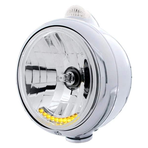 United Pacific® 32043 - 7" Round Chrome "Guide" 682-C Style Crystal Headlight With Parking LEDs And Single Function Turn Signal Light 3 United Pacific® 32043 - 7" Round Chrome "Guide" 682-C Style Crystal Headlight With Parking LEDs And Single Function Turn Signal Light