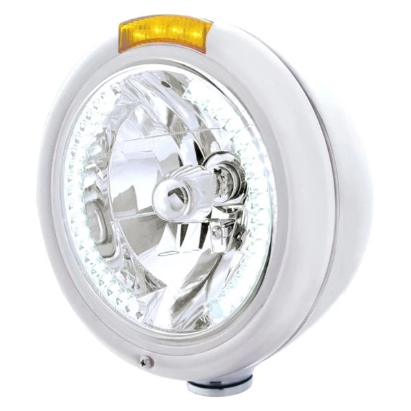 United Pacific® 32484 - 7" Round Chrome Classic Style Crystal Headlight With White LED Halo And Single Function Turn Signal Light 3 United Pacific® 32484 - 7" Round Chrome Classic Style Crystal Headlight With White LED Halo And Single Function Turn Signal Light