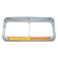 United Pacific® 32502 - Sequential LED Rectangular Dual Chrome Passenger Side Headlight Bezel