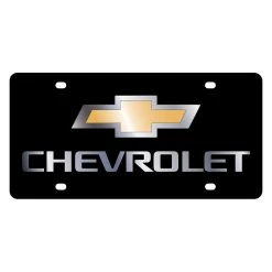 Eurosport Daytona® 3302N-1 - GM Black License Plate With Silver Chevrolet New Logo And Emblem