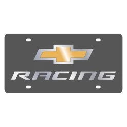 Eurosport Daytona® 3388-1 - GM Black License Plate With Gold / Silver Racing Logo And Chevrolet Emblem