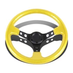 350mm 3-inch Deep Dish Classic Carbon Fiber Look 6-Hole 3-Spoke Steering Wheel Gold -Professional Auto Parts Store 350mm 3 inch deep dish classic carbon fiber look 6 hole 3 spoke steering wheel gold 26