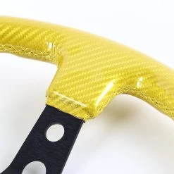 350mm 3-inch Deep Dish Classic Carbon Fiber Look 6-Hole 3-Spoke Steering Wheel Gold -Professional Auto Parts Store 350mm 3 inch deep dish classic carbon fiber look 6 hole 3 spoke steering wheel gold 32