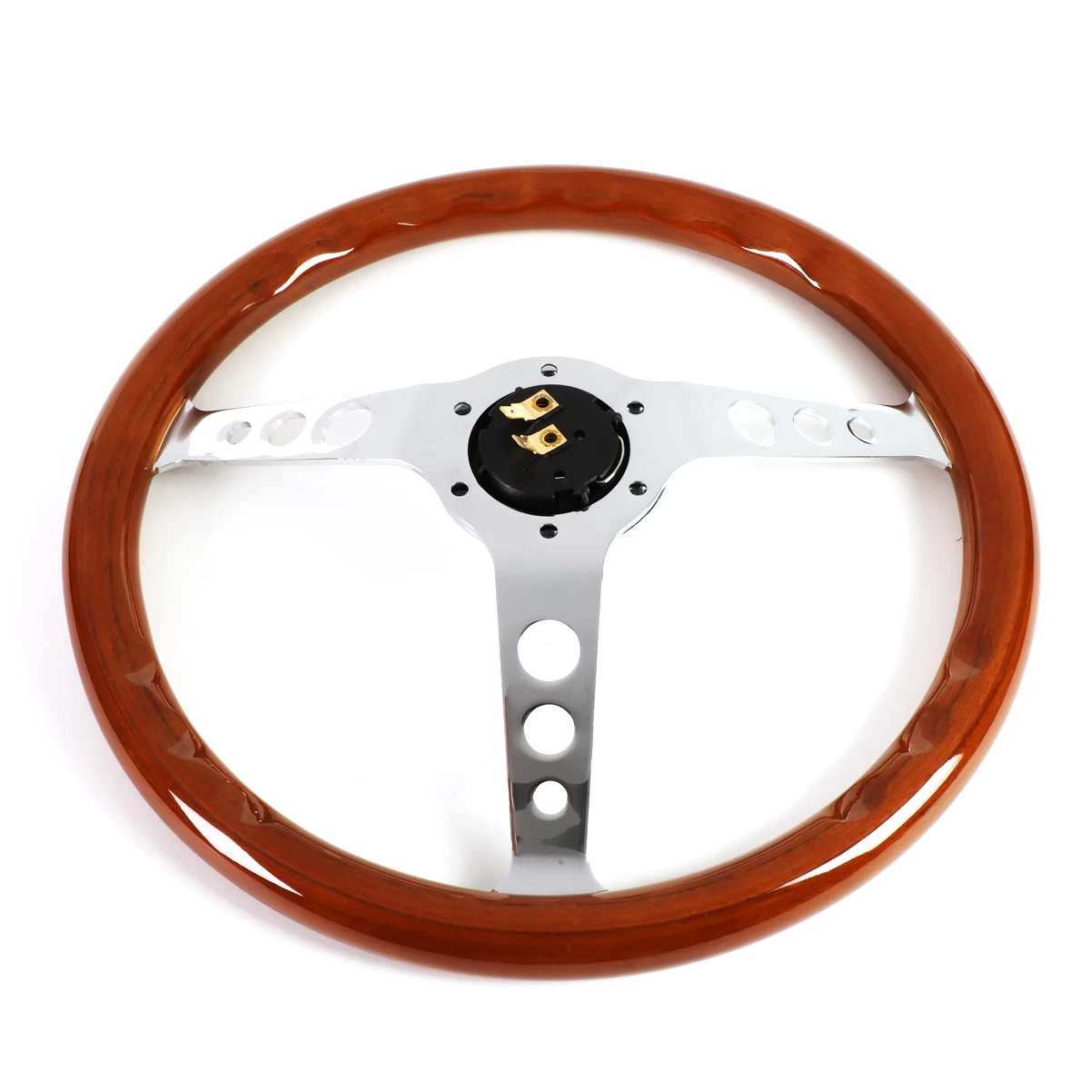 350mm Wood Grain Grip Vintage Steering Wheel 2-inch Deep Dish Stainless Steel Spoke 10 350mm Wood Grain Grip Vintage Steering Wheel 2-inch Deep Dish Stainless Steel Spoke - Image 8