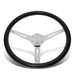 380mm Black Wood Grip Vintage Steering Wheel 2-inch Deep Dish Stainless Steel Spoke -Professional Auto Parts Store 380mm black wood grip vintage steering wheel 2 inch deep dish stainless steel spoke 34