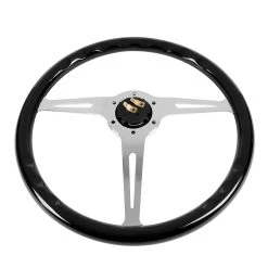 380mm Black Wood Grip Vintage Steering Wheel 2-inch Deep Dish Stainless Steel Spoke -Professional Auto Parts Store 380mm black wood grip vintage steering wheel 2 inch deep dish stainless steel spoke 49
