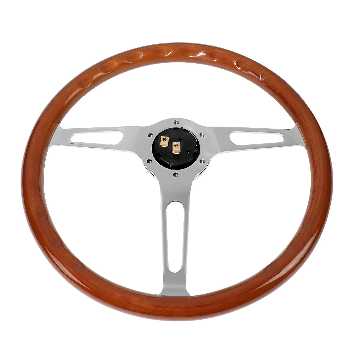 380mm Wood Grain Grip Vintage Steering Wheel 2-inch Deep Dish Stainless Steel Spoke 10 380mm Wood Grain Grip Vintage Steering Wheel 2-inch Deep Dish Stainless Steel Spoke - Image 8