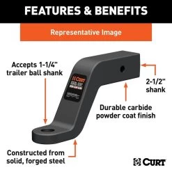 CURT® - Class 5 Forged Ball Mount For 2-1/2" Receivers -Professional Auto Parts Store 45456 4