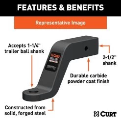 CURT® - Class 5 Commercial Duty Forged Ball Mount For 2-1/2" Receivers -Professional Auto Parts Store 45460 4