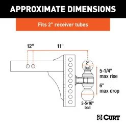 CURT® - Class 5 Channel-Style 6" Drop / 5-1/4" Rise Dual Ball Mount For 2" Receivers -Professional Auto Parts Store 45900 2 1
