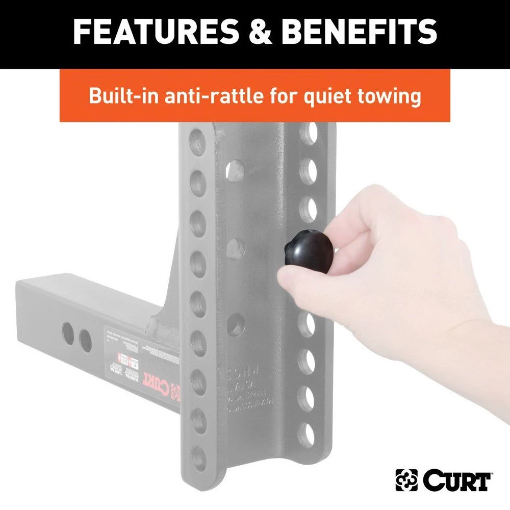 CURT® 45900 - Class 5 Channel-Style 6" Drop / 5-1/4" Rise Gloss Black Powder Coat Dual Ball Mount For 2" Receivers 8 CURT® 45900 - Class 5 Channel-Style 6" Drop / 5-1/4" Rise Gloss Black Powder Coat Dual Ball Mount For 2" Receivers - Image 6