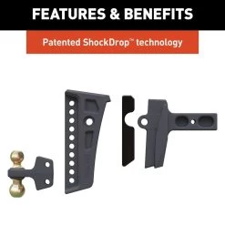 CURT® 45955 - Class 5 Rebellion XD Adjustable Cushion 8" Drop / 1" Rise Carbon Steel Ball Mount For 2-1/2" Receivers -Professional Auto Parts Store 45955 3