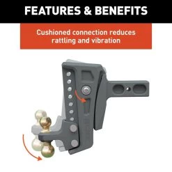 CURT® 45955 - Class 5 Rebellion XD Adjustable Cushion 8" Drop / 1" Rise Carbon Steel Ball Mount For 2-1/2" Receivers -Professional Auto Parts Store 45955 5