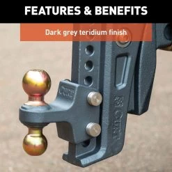 CURT® 45955 - Class 5 Rebellion XD Adjustable Cushion 8" Drop / 1" Rise Carbon Steel Ball Mount For 2-1/2" Receivers -Professional Auto Parts Store 45955 8