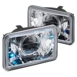 Lumen® - 4x6" Rectangular Chrome Projector Headlights (H4651, 165mm)