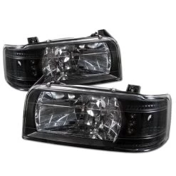 92-96 Ford Bronco / F150 F250 F350 1-Piece LED Crystal Headlights - Black