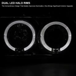 92-96 Ford F150 Dual Halo Angel Eye Projector Headlights - Chrome -Professional Auto Parts Store 92 96 ford f150 dual halo angel eye projector headlights chrome 245