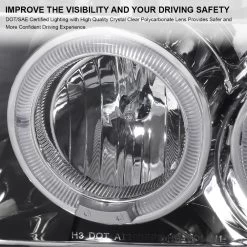 92-96 Ford F150 Dual Halo Angel Eye Projector Headlights - Chrome -Professional Auto Parts Store 92 96 ford f150 dual halo angel eye projector headlights chrome 254