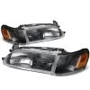93-97 Toyota Corolla OE-Style Replacement Headlights - Black / Amber -Professional Auto Parts Store 93 97 toyota corolla oe style replacement headlights black amber 85