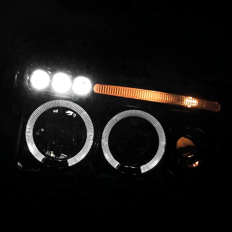 94-01 Dodge Ram Pickup 1PC Angel Eye Halo Projector Headlights - Gloss Black 8 94-01 Dodge Ram Pickup 1PC Angel Eye Halo Projector Headlights - Gloss Black - Image 6