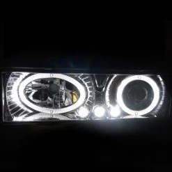 94-98 Chevy C10 CK Tahoe Halo LED Projector Headlights+Corner+Bumper - Chrome -Professional Auto Parts Store 94 98 chevy silverado gmc c10 pickup truck 8 piece combo projector headlights bumper corner lens chrome 750