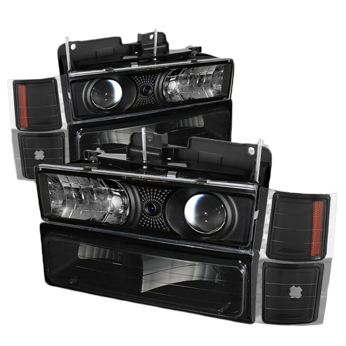 94-99 GMC C/K 1500 2500 3500 YUKON BLK PROJECTOR HEADLIGHTS+CORNER+BUMPER SIGNAL 3 94-99 GMC C/K 1500 2500 3500 YUKON BLK PROJECTOR HEADLIGHTS+CORNER+BUMPER SIGNAL