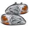 96-98 Honda Civic Factory Style Amber Reflector Crystal Headlights - Chrome -Professional Auto Parts Store 96 98 honda civic factory style amber reflector crystal headlights chrome 76