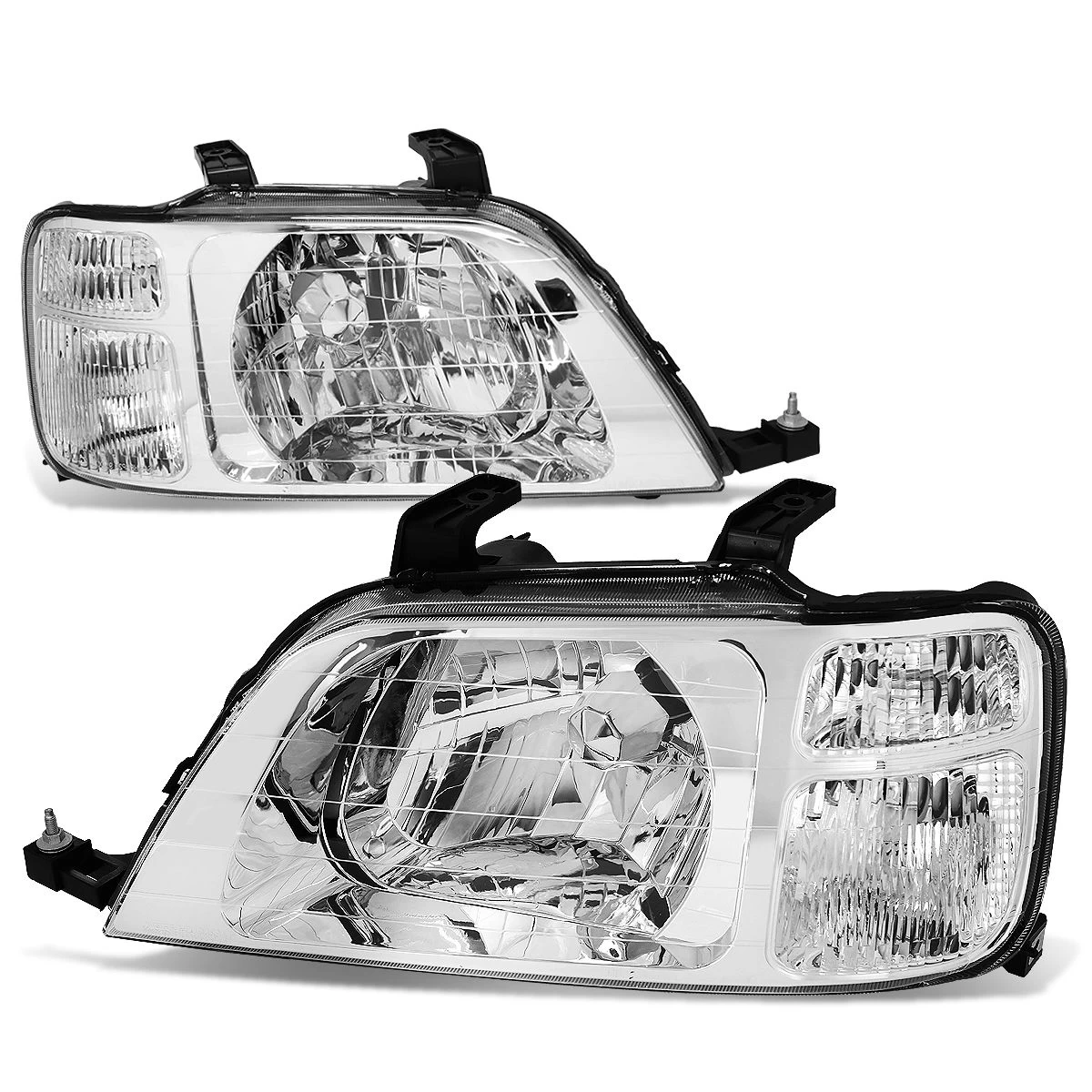 97-01 Honda CRV Headlight Assembly (Driver & Passenger Side) - Chrome Clear 3 97-01 Honda CRV Headlight Assembly (Driver & Passenger Side) - Chrome Clear
