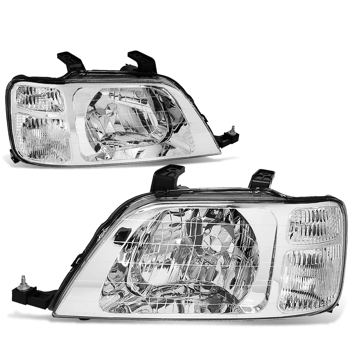 97-01 Honda CRV Headlight Assembly (Driver & Passenger Side) - Chrome Clear 5 97-01 Honda CRV Headlight Assembly (Driver & Passenger Side) - Chrome Clear - Image 3