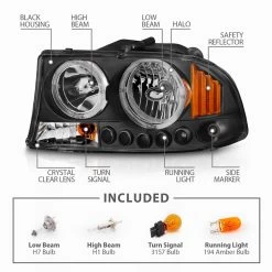 97-03 Dodge Dakota / Durango Angel Eye Halo Crystal Headlights - Black -Professional Auto Parts Store 97 03 dodge dakota durango angel eye halo crystal headlights black 220