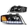 98-01 Audi A6 [Halogen Model] LED DRL / Signal Projector Headlights - Black -Professional Auto Parts Store 98 01 audi a6 halogen model led drl signal projector headlights black 131