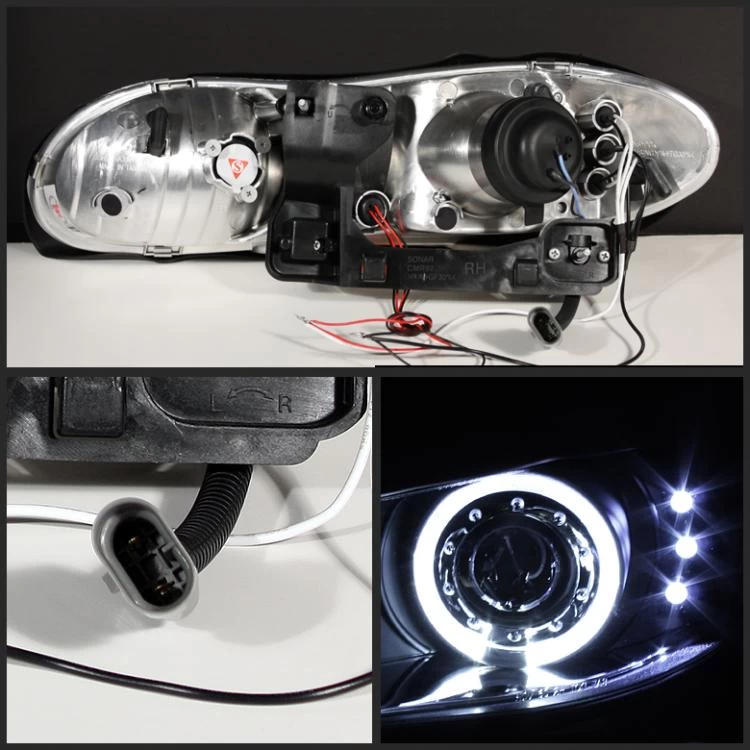 98-02 Chevy Camaro Dual Halo Projector Headlights + Bumper Lens - Black 4 98-02 Chevy Camaro Dual Halo Projector Headlights + Bumper Lens - Black - Image 2