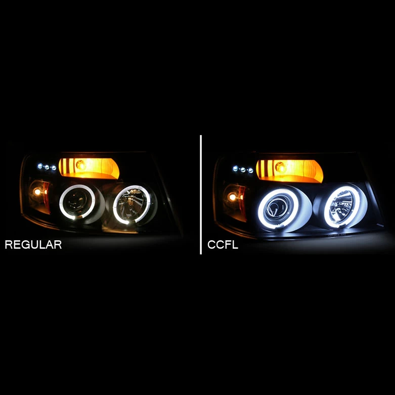 98-02 Chevy Camaro Dual Halo Projector Headlights + Bumper Lens - Black 7 98-02 Chevy Camaro Dual Halo Projector Headlights + Bumper Lens - Black - Image 5