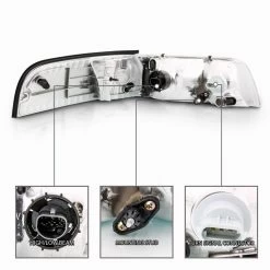 1998-2011 Ford Crown Victoria Headlights Set - Chrome -Professional Auto Parts Store 98 11 ford crown victoria headlights combo chrome housing 70