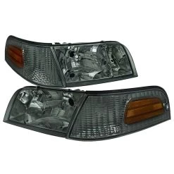 98-11 Ford Crown Victoria Replacement Crystal Headlights + Corner - Smoked