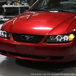 99-04 Ford Mustang 1-Piece Angel Eye Halo & LED Projector Headlights - Smoked -Professional Auto Parts Store 99 04 ford mustang 1 piece angel eye halo led projector headlights smoked 182