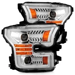 AlphaRex 2015-2017 Ford F-150 LED DRL Projector Headlights - Chrome