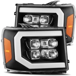AlphaRex Nova 07-13 GMC Sierra Sequential Signal / Full LED Projector Headlights - Black