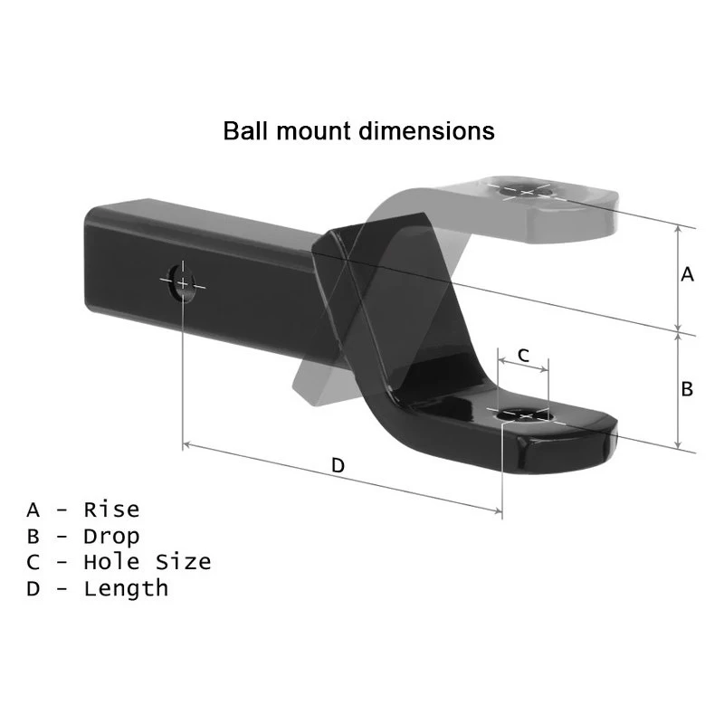 Draw-Tite® 40206 - Class 5 8" Drop / 7" Rise Black Ball Mount For 2" Receivers 4 Draw-Tite® 40206 - Class 5 8" Drop / 7" Rise Black Ball Mount For 2" Receivers - Image 2