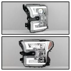 [Built-In LED Low Beam] 2015-2017 Ford F150 Halogen LED Bar Projector Headlights Chrome -Professional Auto Parts Store built in led low beam 2015 2017 ford f150 halogen led bar projector headlights chrome 100