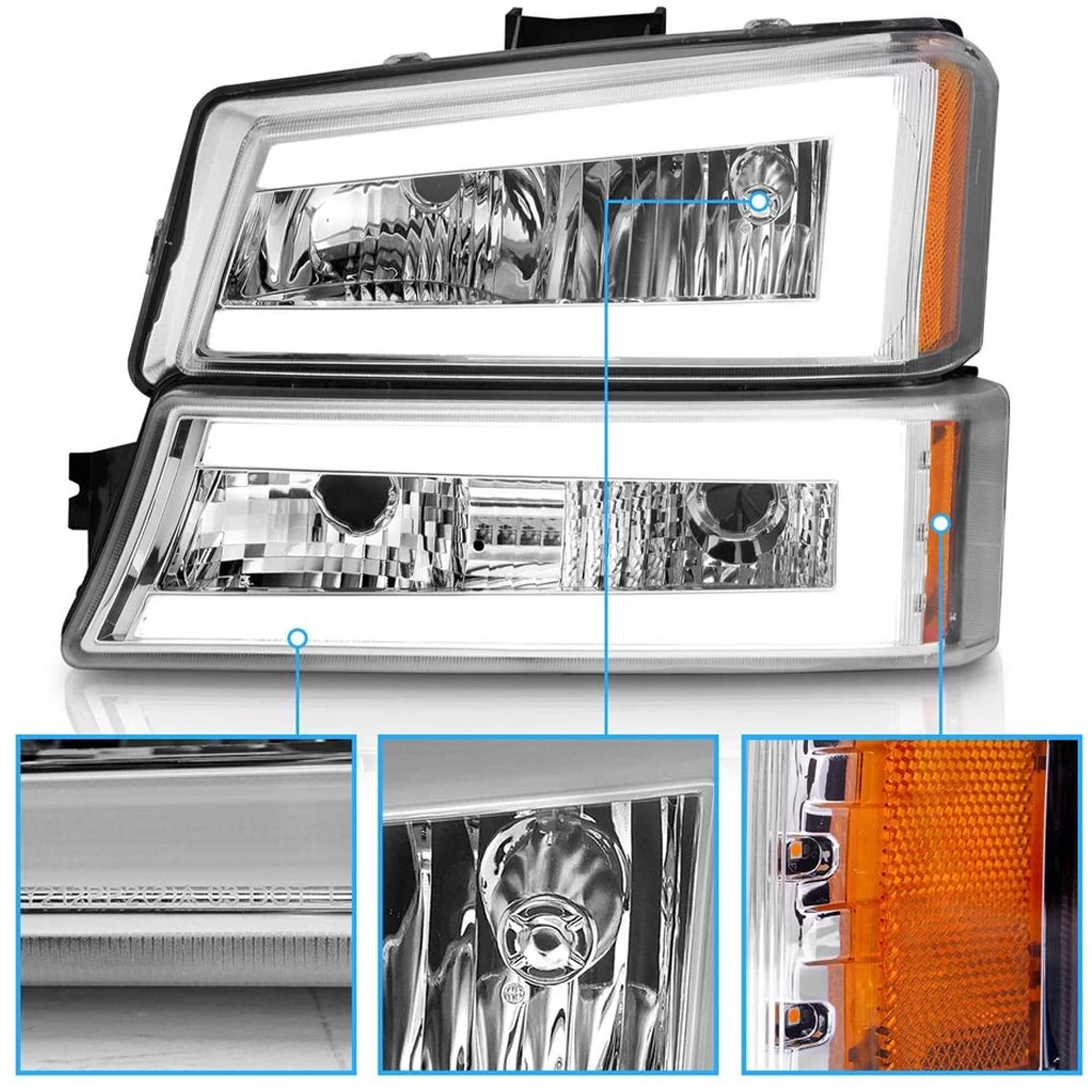 CG 03-06 Chevy Silverado 1500 2500 3500|Avalanche Dual LED Bars Black Headlights W/Bumper Turn Signal 4 CG 03-06 Chevy Silverado 1500 2500 3500|Avalanche Dual LED Bars Black Headlights W/Bumper Turn Signal - Image 2