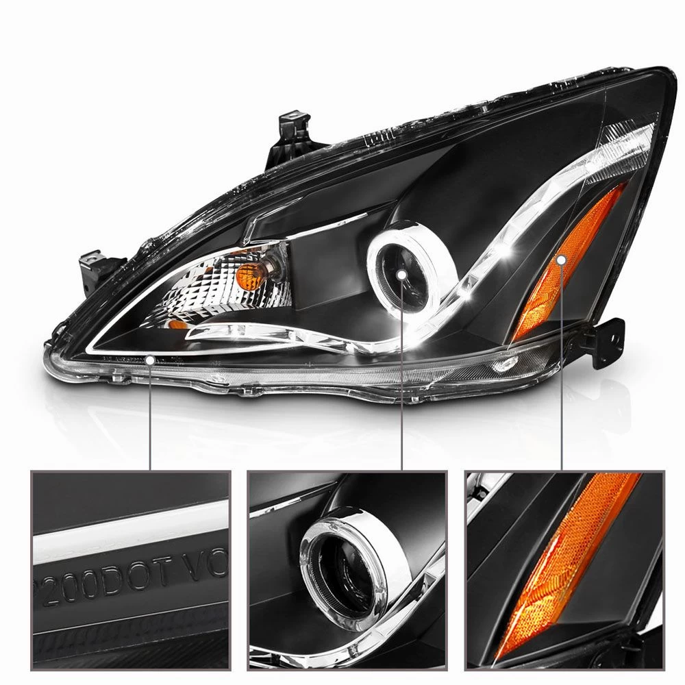 CG 03-07 Honda Accord Angel Eye Halo Euro Projector Headlights - Black 4 CG 03-07 Honda Accord Angel Eye Halo Euro Projector Headlights - Black - Image 2