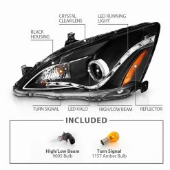CG 03-07 Honda Accord Angel Eye Halo Euro Projector Headlights - Black 10 CG 03-07 Honda Accord Angel Eye Halo Euro Projector Headlights - Black -Professional Auto Parts Store cg 03 07 honda accord angel eye halo euro projector headlights black 111