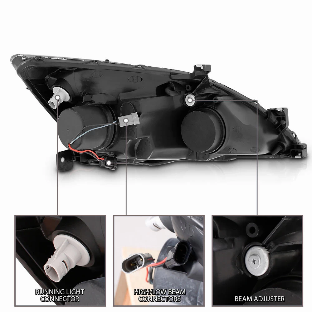 CG 03-07 Honda Accord Angel Eye Halo Euro Projector Headlights - Black 6 CG 03-07 Honda Accord Angel Eye Halo Euro Projector Headlights - Black - Image 4