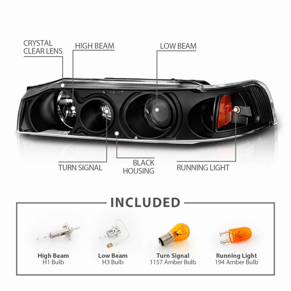 CG 90-93 Honda Accord JDM Style Projector Headlights - Black 5 CG 90-93 Honda Accord JDM Style Projector Headlights - Black - Image 3