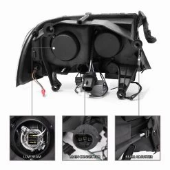 CG 97-04 Dodge Dakota/98-03 Durango - Replacement Black Housing Headlights W/ LED Halos 1 Piece Assembly -Professional Auto Parts Store cg 97 04 dodge dakota 98 03 durango replacement black housing headlights w ccfl halos 1 piece assembly 121